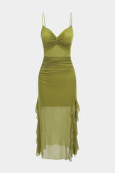 Mesh Slip Twist Knot Sleeveless Maxi Dress